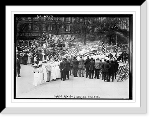 Historic Framed Print, Mayor reviews Olympic Athletes,  17-7/8" x 21-7/8"