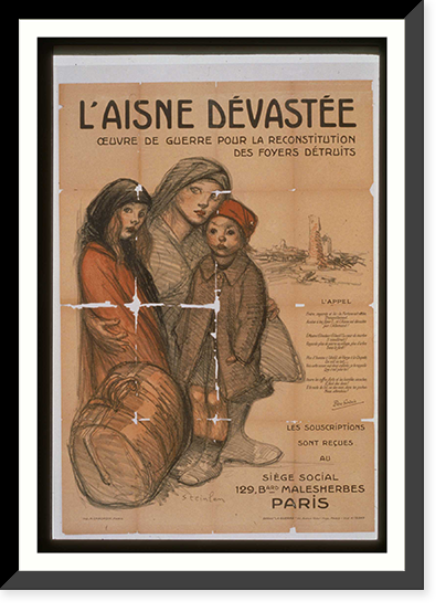 Historic Framed Print, LAisne deacutevasteacutee. Oeuvre de guerre pour la reconstitution des foyers deacutetruits,  17-7/8" x 21-7/8"