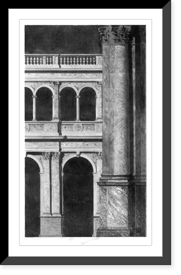 Library of Congress (Congressional Library Building"), Washington, D.C. Interior, marble arches and columns", Historic Print
