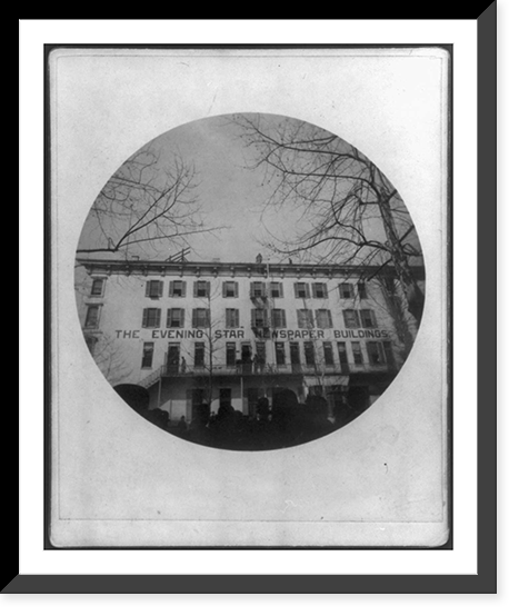 Washington, D.C. - crowd in front of the Evening Star Newspaper Buildings" watching 2 men on roof" Classic, Antique Poster
