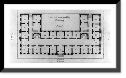 Historic Framed Print, Floor plan of the General Post Office Building [Wash., D.C.],  17-7/8" x 21-7/8"