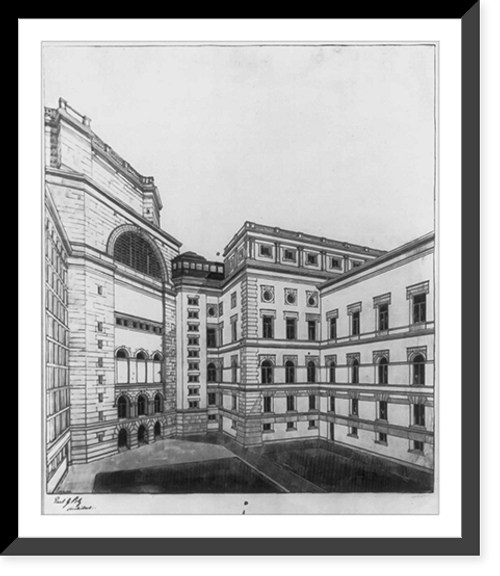 Historic Framed Print, Library of Congress. Plans and Design. Courtyard,  17-7/8" x 21-7/8"