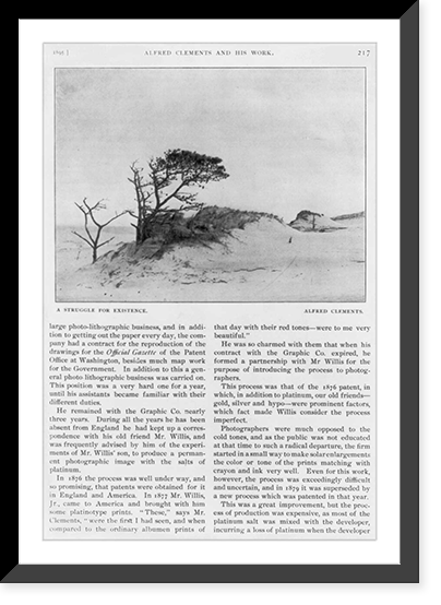 Page of text of Alfred Clements and his Work", with illustration of eroded landscape; "A struggle for existence"" Classic, Vintage Poster