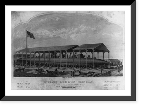 Steamer Keokuk" (iron clad.) Launched December 6th. 1862", Antique Wall Art