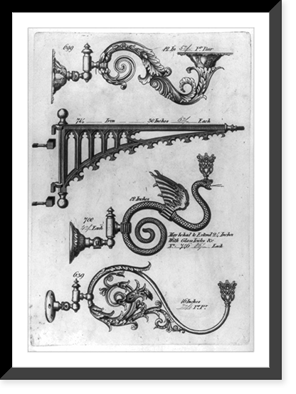 Lamps, chandeliers, and pipe fixtures for gas lamps, highly ornamented ca 1830-1850 - 4, Antique Wall Art