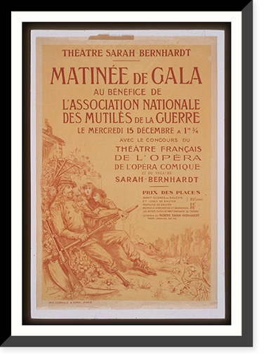 Matineacutee de gala au beacuteneacutefice de lAssociation Nationale de Mutileacutes de la Guerre Theacuteacirctre Sarah Bernhardt, Antique Poster