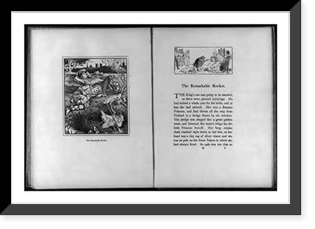 2 pages of the story of The Remarkable Rocket"; p. 88 illus. with 2 shepherd boys asleep on ground; p. 89 illus. with the king's son kneeling and kissing the hand of a princess" Vintage Wall Art