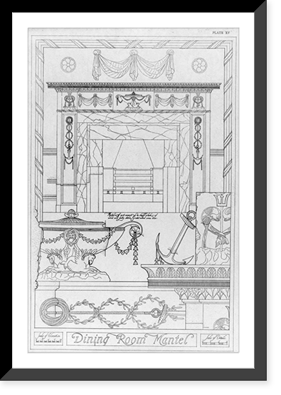 Repro. of 9 architectural drawings of Octagon House and outbuildings, Wash. D.C.: Dining room mantel - pl. 15, Vintage Poster