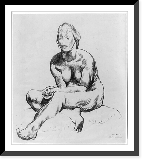 Historic Framed Print, Nude with folded hands,  17-7/8" x 21-7/8"