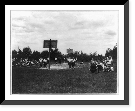 Girls playing basketball at Pine Tree Camp, Pocono Pines, Pa, Historic Print