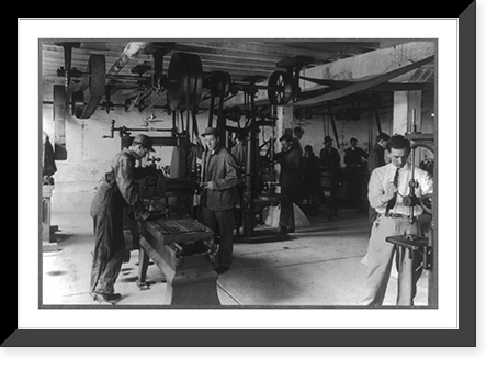 Louisiana, Ruston. Louisiana Industrial Institute and College Machine Shop. Boys working, Vintage Print