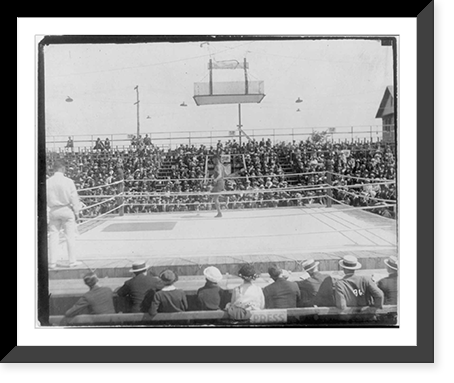 Jack Dempsey at his training camp, June 1921: jumping rope in ring before crowd Classic, Antique Poster