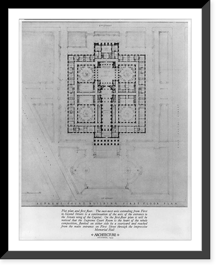 Repr. of architectural drawings and photos of U.S. Supreme Court building, Washington, D.C., 1928-1931; Cass Gilbert, architect - 2 Classic, Historic Print
