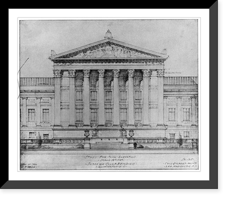 Repr. of architectural drawings and photos of U.S. Supreme Court building, Washington, D.C., 1928-1931; Cass Gilbert, architect - 11, Vintage Print