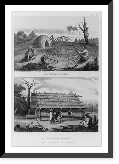 Chippewa Lodge and Creek House, 1791, Vintage Wall Art