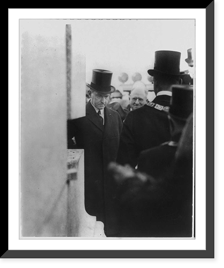 Calvin Coolidge, Pres. U.S., three-quarters length, standing, facing right; in group at time of his inauguration, Antique Poster