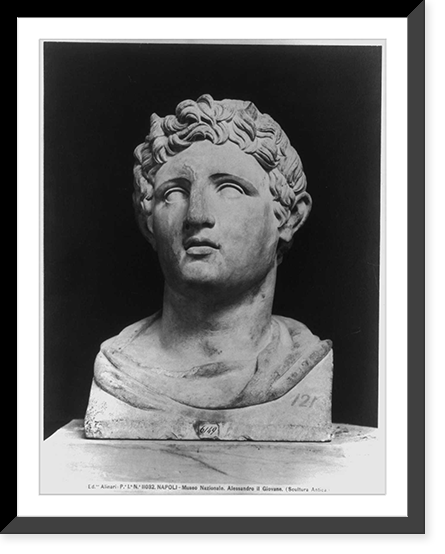 Alexander, The Great, 356-323 B.C., marble(?) bust, facing left Classic, Vintage Print