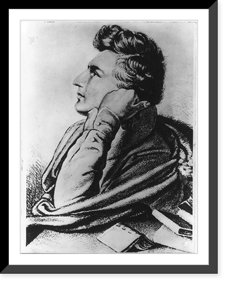 Historic Framed Print, [Heinrich Heine, 1797-1856, half-length portrait, facing left],  17-7/8" x 21-7/8"