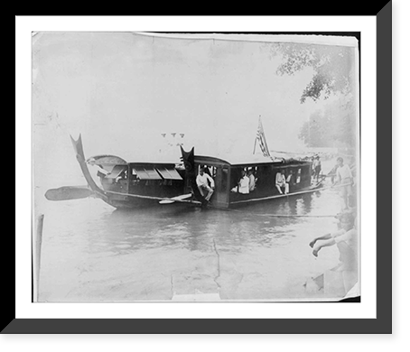 Two Chinese gondolas, one flying U.S. flag, Peking(?), China, Historic Reproduction