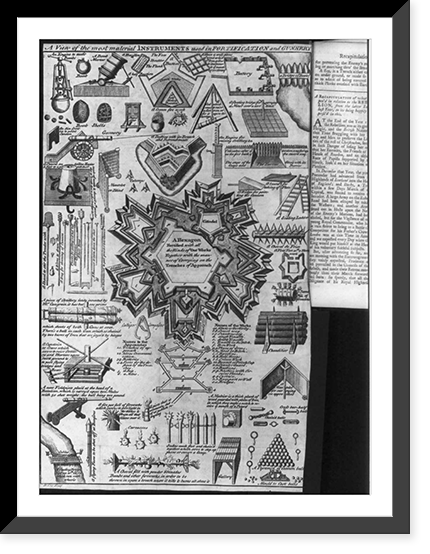 Historic Framed Print, A View of the most material instruments used in fortification and gunnery,  17-7/8" x 21-7/8"