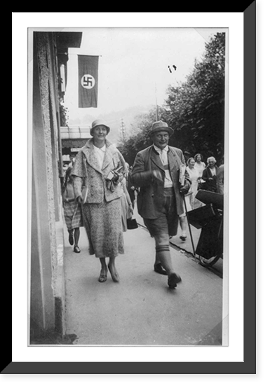 G&ouml;ring in shorts on street with future wife Emmy Sonneman, Berchtesgaden, Historic Print