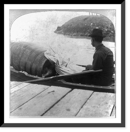 Niagara. Mrs.Anna E. Taylor ready to start above the falls, Historic Reproduction