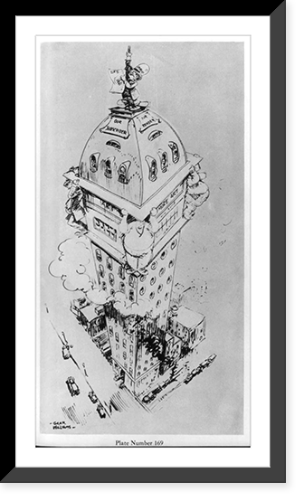 Historic Framed Print, [Entry in the Chicago Tribune Tower Competition: cartoon by Gaar Williams (pl. 169)],  17-7/8" x 21-7/8"