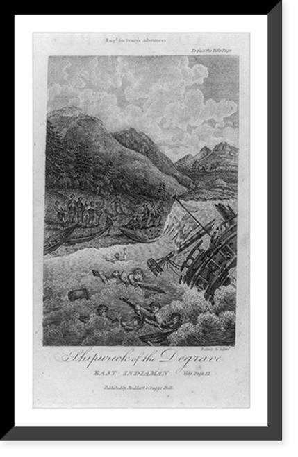 Historic Framed Print, Shipwreck of the DEGRAVE, East Indiaman,  17-7/8" x 21-7/8"