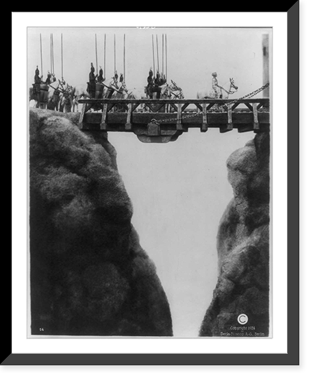 Vintage Americana Print - Siegfried's arrival in Worms; crossing bridge