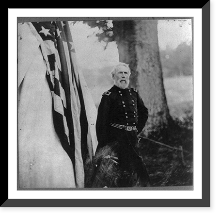 Maj. Gen. Edwin Vose Sumner, 1797-1863, three-quarter length portrait, standing, facing right, in uniform, outside tent Classic, Historic Reproduction