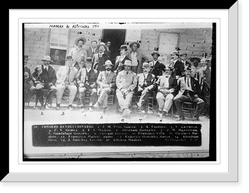 Historic Framed Print, Madero & Advisors, 1911,  17-7/8" x 21-7/8"