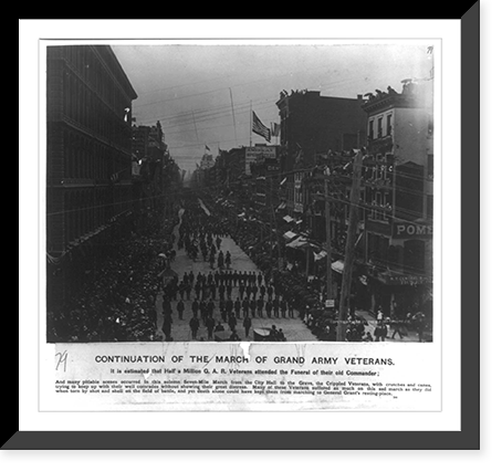 Bird's-eye view of the funeral procession of Gen. Ulysses S. Grant, New York City along 5th Ave.: Continuation of the march of Grand Army veterans, Antique Print
