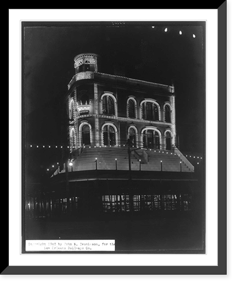 Chess Club illuminated. Canal Street, New Orleans, La, Vintage Wall Art