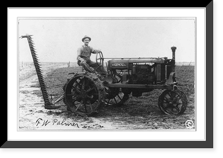 Man operating a McCormick Deering Famrall tractor and reaper, Antique Wall Art