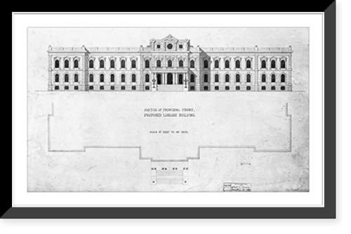 Historic Framed Print, [Library of Congress, Washington, D.C. Sketch of principal front],  17-7/8" x 21-7/8"