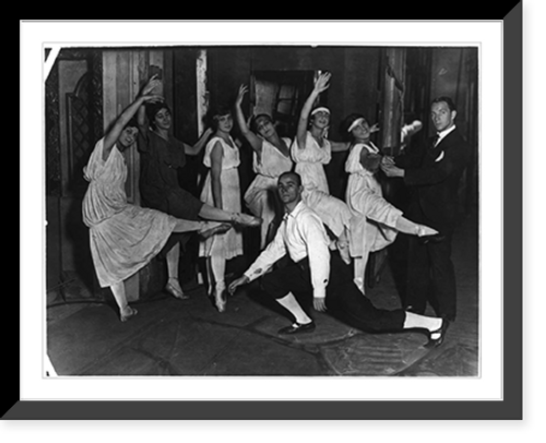 Historic Framed Print, Ballet rehearsals, New York City, ca. 1916: [Unidentified group of 6 women & 2 men],  17-7/8" x 21-7/8"
