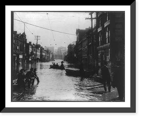 Federal St. looking toward river, Pittsburgh, Pa., during flood Classic, Historic Reproduction