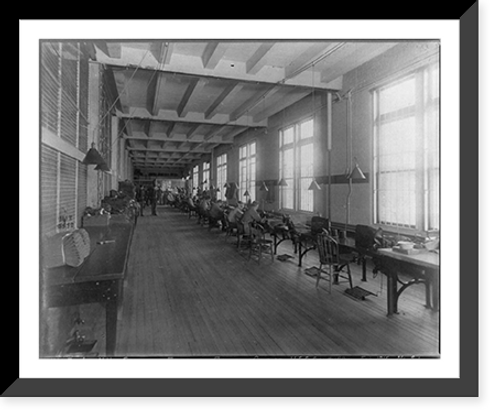 Historic Framed Print, [U.S. Naval prison at Portsmouth, N.H., 1915-16: Clothing factory and printing office - interior],  17-7/8" x 21-7/8"