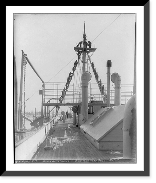 Historic Framed Print, [U.S. Naval prison at Portsmouth, N.H., 1915-16: Topeka detentioners at masthead drill],  17-7/8" x 21-7/8"
