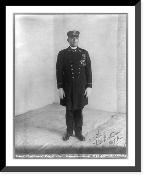 Historic Framed Print, [U.S. Naval prison at Portsmouth, N.H., 1915-16: Chief Boatswain Wm. L. Hill, Comm. Officer],  17-7/8" x 21-7/8"