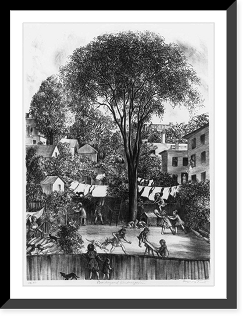 Historic Framed Print, Backyard kindergarten.,  17-7/8" x 21-7/8"