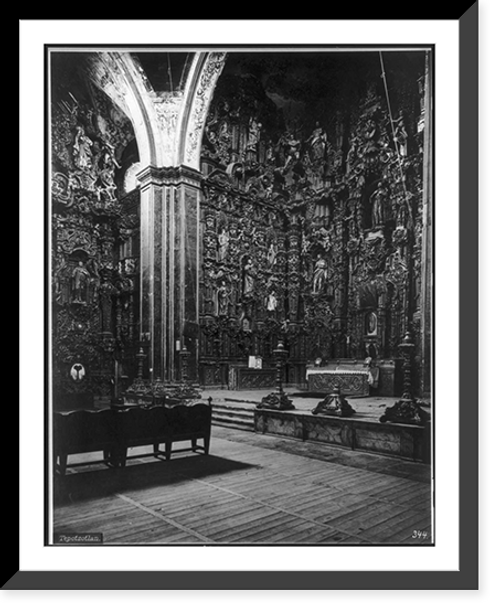 Historic Framed Print, Iglesia de San Francisco Xavier, Tepotzol&aacute;n, Mexico: High altar. Detail showing Gospel side,  17-7/8" x 21-7/8"