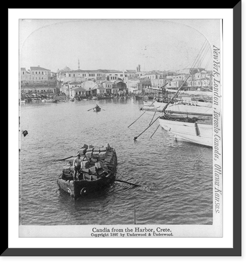 Historic Framed Print, Candia from the harbor, Crete,  17-7/8" x 21-7/8"