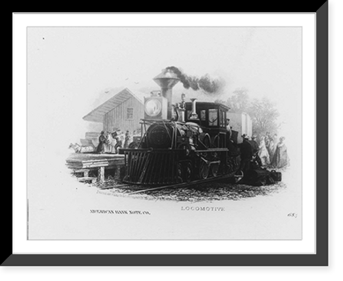 Historic Framed Print, Locomotive [at station],  17-7/8" x 21-7/8"