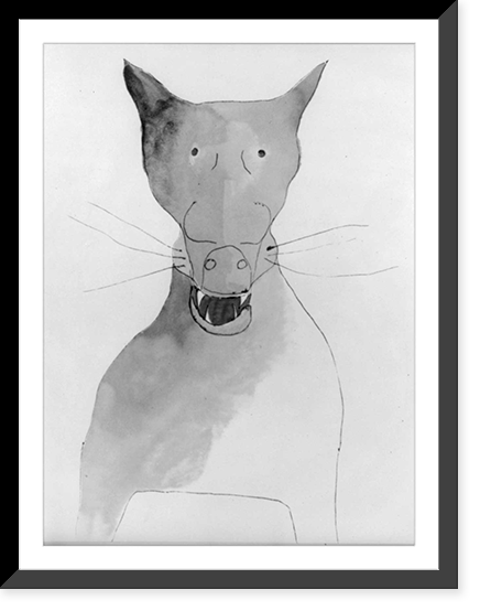 Contemporary illus. from slavic book: face of large cat, Antique Wall Art