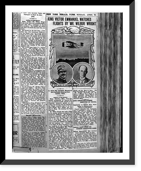 28 pages of clippings from various U.S. and French newspapers concerning aviation activites of Wright Brothers between 1903 and 1909 - 3 Classic, Vintage Print