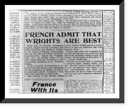 28 pages of clippings from various U.S. and French newspapers concerning aviation activites of Wright Brothers between 1903 and 1909 - 5 Classic, Vintage Poster