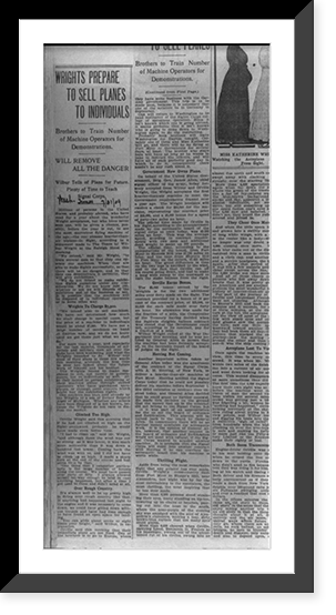 28 pages of clippings from various U.S. and French newspapers concerning aviation activites of Wright Brothers between 1903 and 1909 - 7, Antique Print