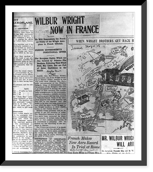 28 pages of clippings from various U.S. and French newspapers concerning aviation activites of Wright Brothers between 1903 and 1909 - 10, Antique Wall Art