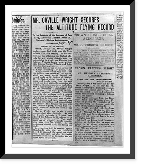 28 pages of clippings from various U.S. and French newspapers concerning aviation activites of Wright Brothers between 1903 and 1909 - 15, Antique Wall Art